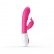 Mierne ohnutý kvalitný silikónový vibrátor ružovej farby s hodvábne jemným povrchom so stimulátorom klitorisu.